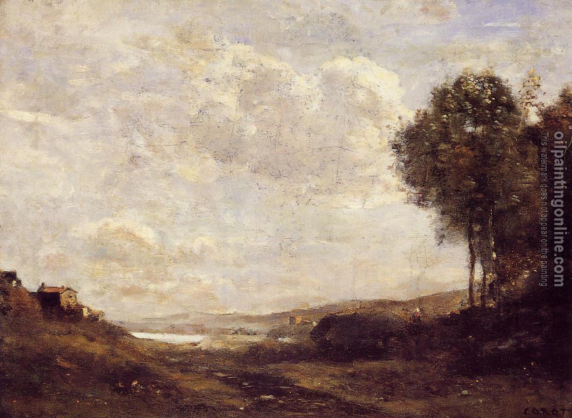 Corot, Jean-Baptiste-Camille - Landscape by the Lake